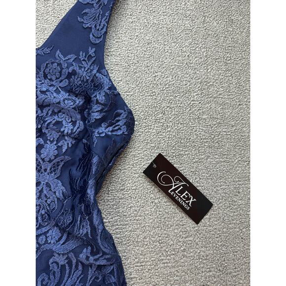 NWT Alex Evenings Formal Dress and Jacket Set Gown Lace Navy Size 6 Petite - Picture 5 of 14